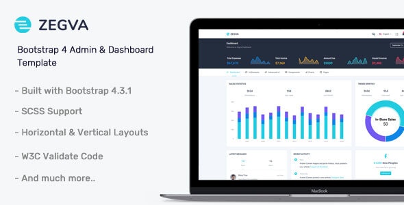 ​Zegva2021全新Bootstrap 4后台管理HTML模板6套风格