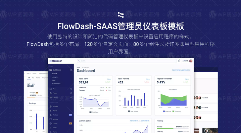 FlowDash基于Bootstrap4 Laravel 8 SAAS管理后台整套HTML模版