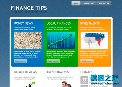 蓝色斜纹商务财经漂亮的HTML5模板