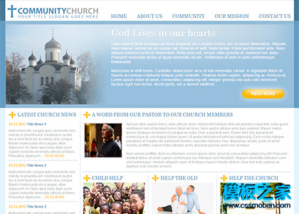 蓝色优雅社区教堂css模板下载