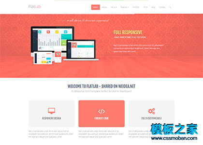 FLAT商务宽屏响应式css3动画Bootstrap模板