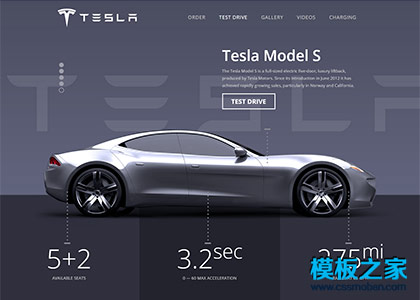 暗蓝大气特斯拉电动汽车品牌官网模板
