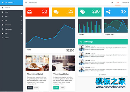 Flat Admin V.2响应式后台管理系统UI模板