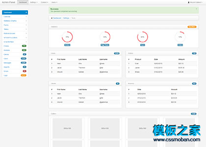 bootstrap admin后台系统面板demo模板