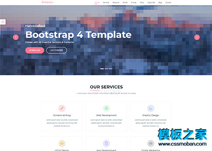 漂亮大图幻灯粉红色bootstrap4引导页模板