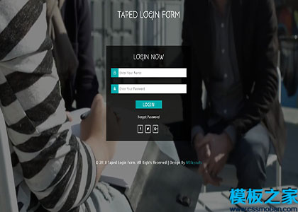 TAPED黑色创意登录表格单页网站模板