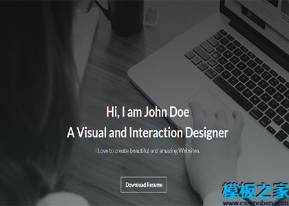 johndoe黑白大气干净个人投资组合响应式单页网站模板