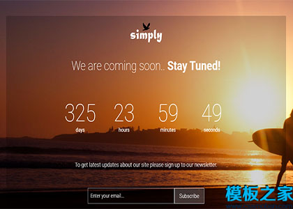 simply大气唯美夕阳海边单页引导程序网站模板