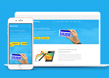 Clouds app简约应用app着陆页引导式网站模板