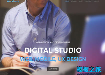 数码工作室响应式工作室企业图文排版Workforce CSS网站模板