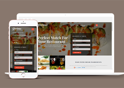 创新响应式餐厅在线预约单页网站模板