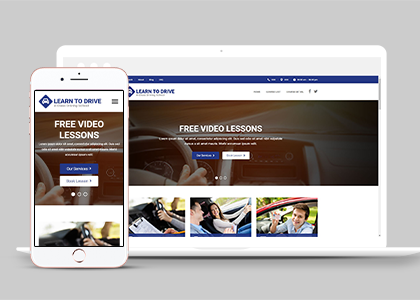 蓝色宽屏大气汽车驾校HTML5网站模板