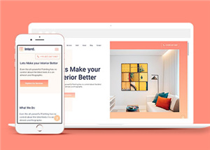 简洁橙黄室内设计响应式网页模板下载