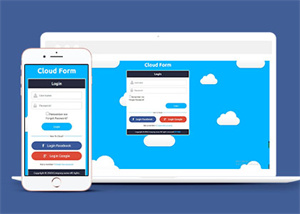 宽屏白云背景登录页网站模板下载