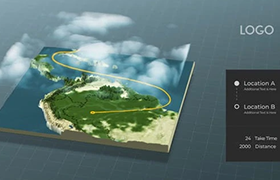 AE三维空间世界地图标记定点连线动画工程模板